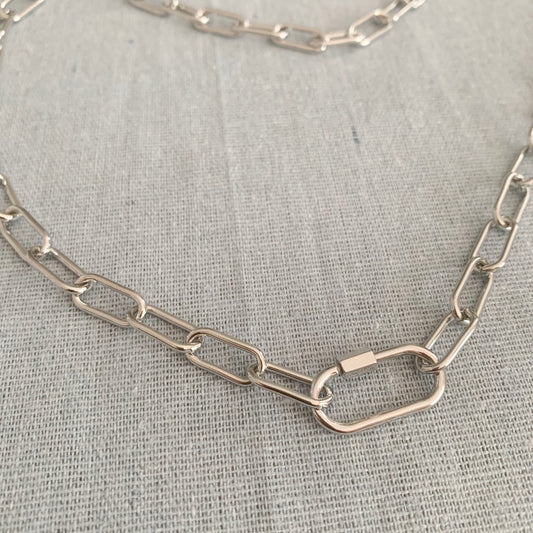 Chunky Silver Paperclip - Necklace