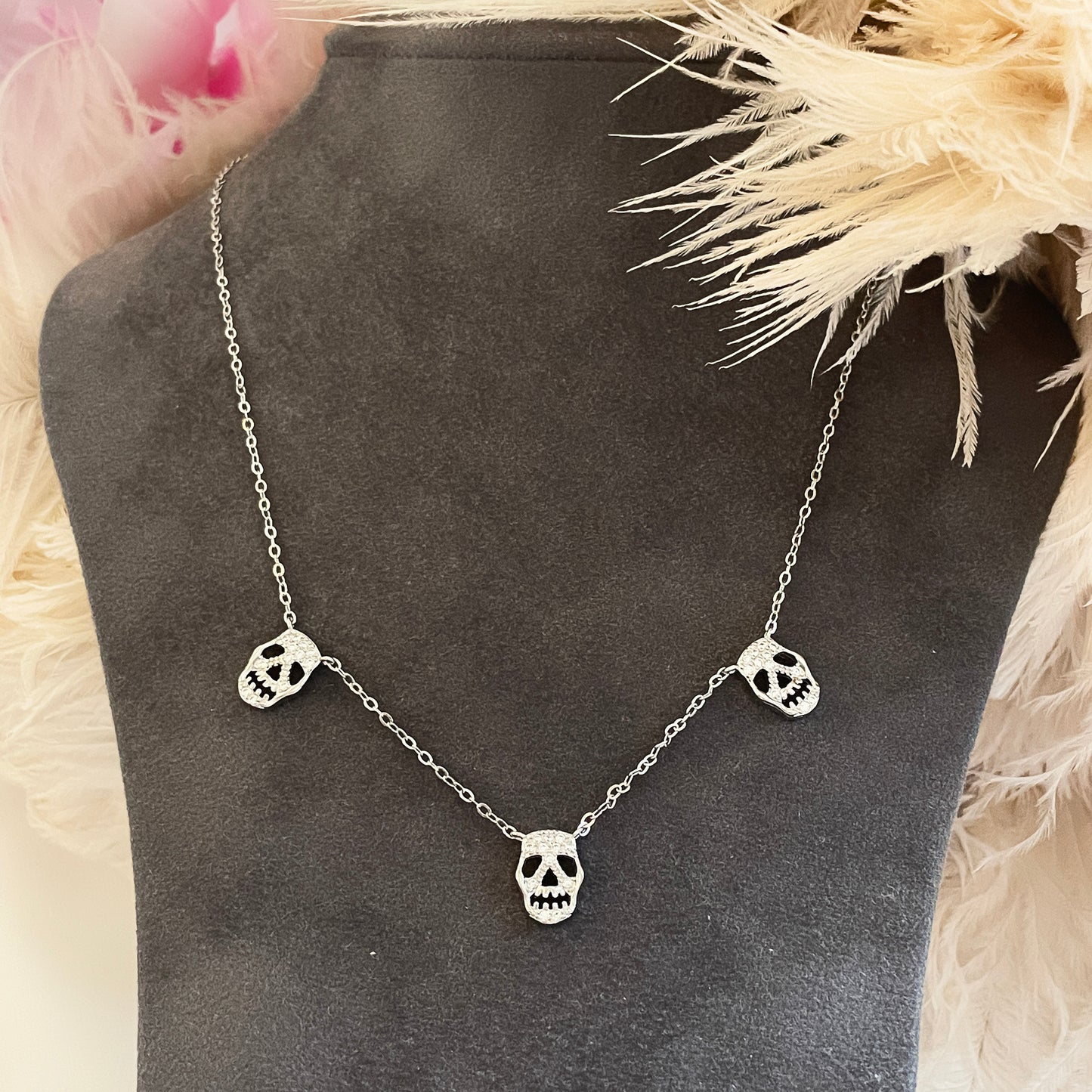 Triple Skull - Sterling Silver Necklace